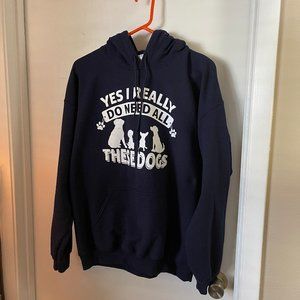Gilban Navy Hoodie "Yes I Really Do Need All These Dogs"